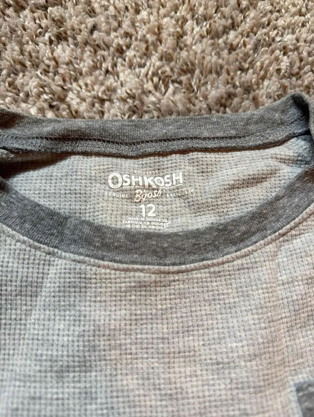 Carter's & OshKosh B'gosh Kid Boys 12 (Large) Red Gray Long Sleeve Shirts